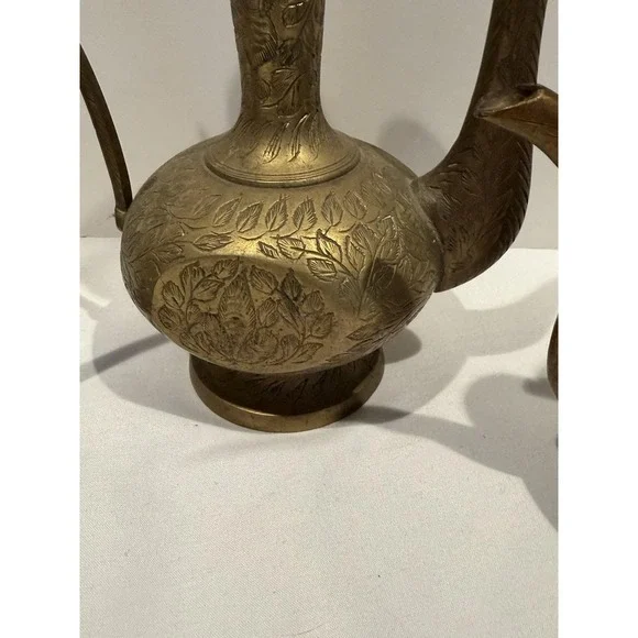 Lot of 3 Antique Brass Middle Eastern Dallah Coffee Tea Pots Turkish Kettle - Picture 11 of 14